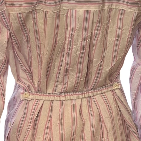 LEUNI Pink and Grey Striped Button Down Cotton-Blend Shirt | WConcept | sze M - Picture 9 of 14